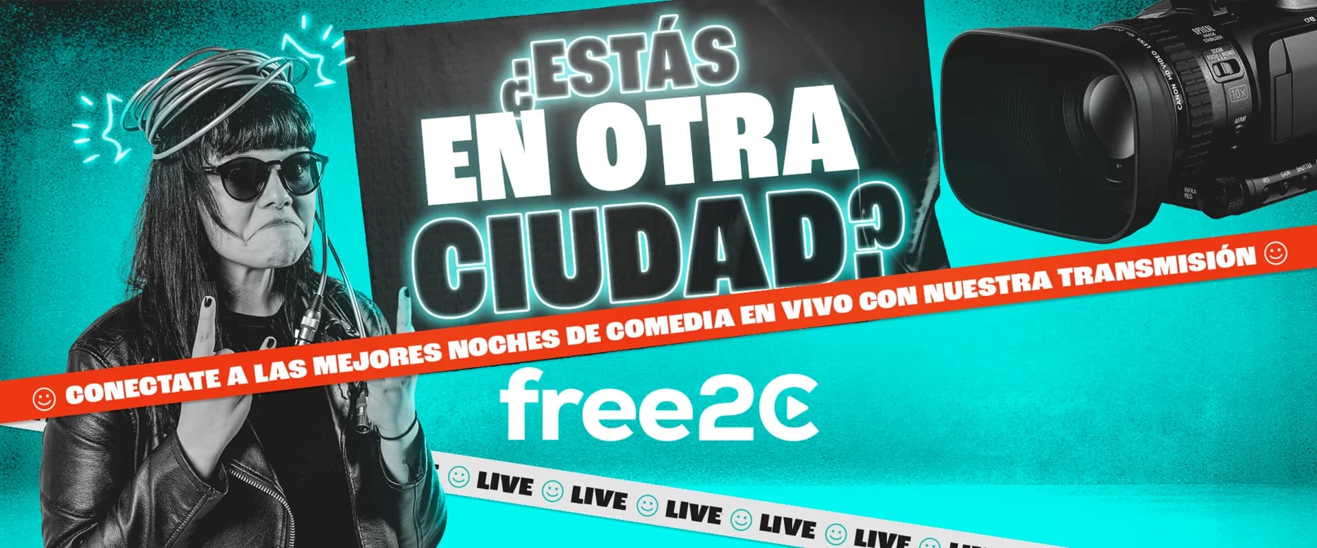 ¿Estás en otra ciudad? Conéctate a las mejores noches de comedia en vivo con Free2C